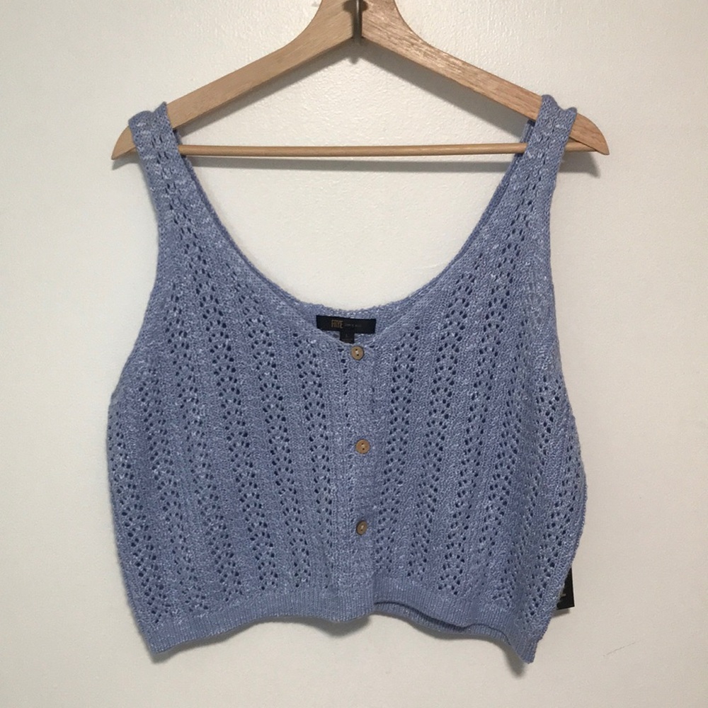 NEW Frye Slate Blue Crochet Crop Top. L